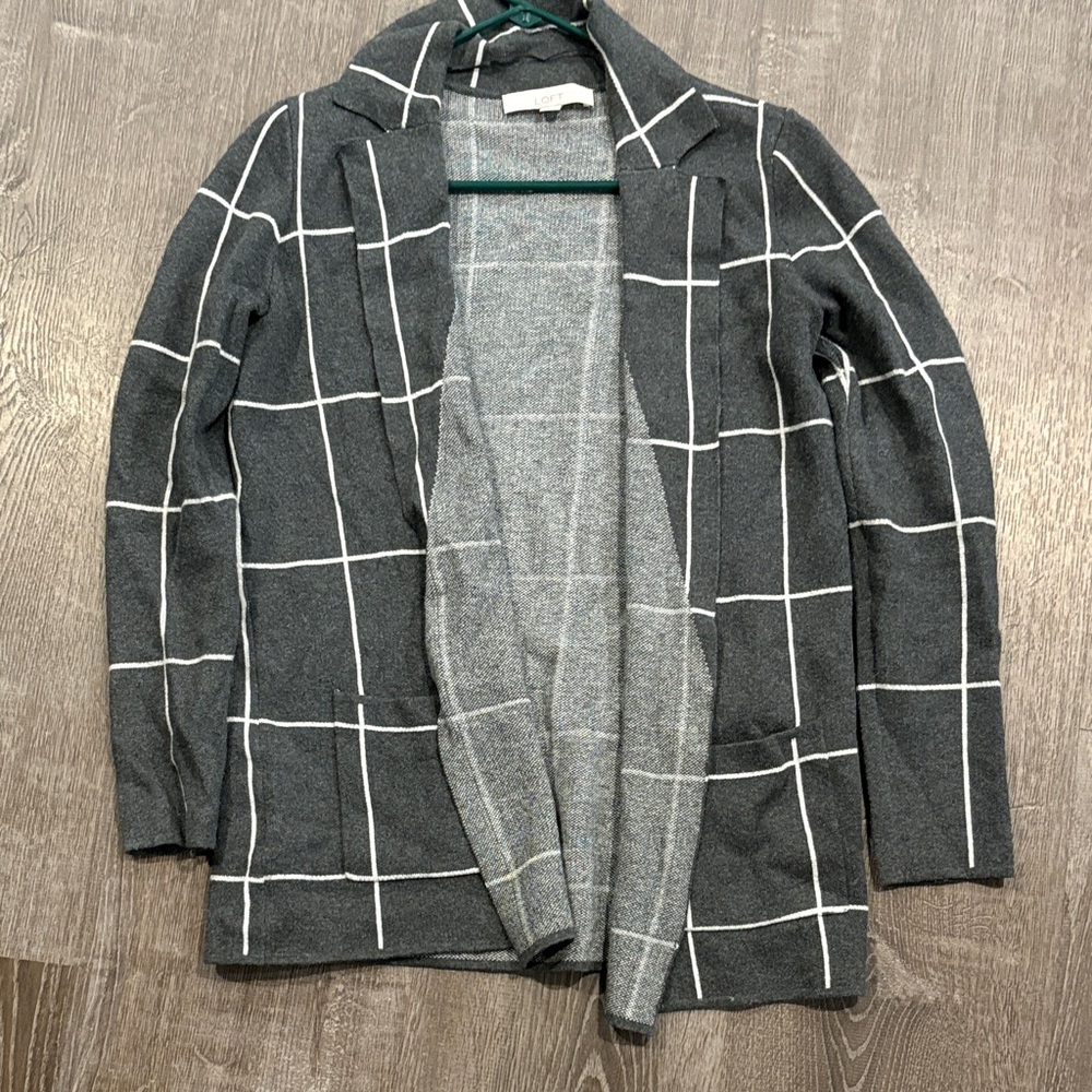 LOFT Charcoal Grid Women's Cardigan